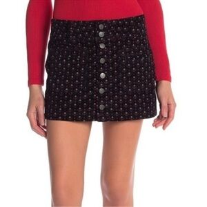 We The Free Black and Red Button-Up Pencil Skirt